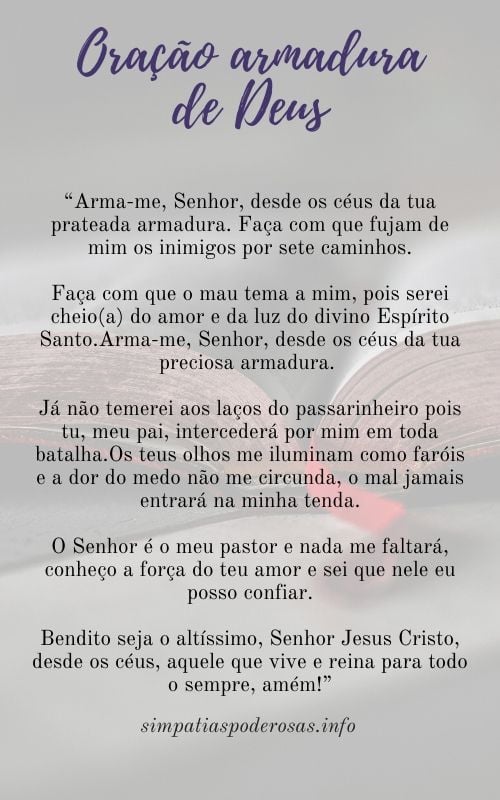 Oração armadura de Deus para proteção contra energias negativas