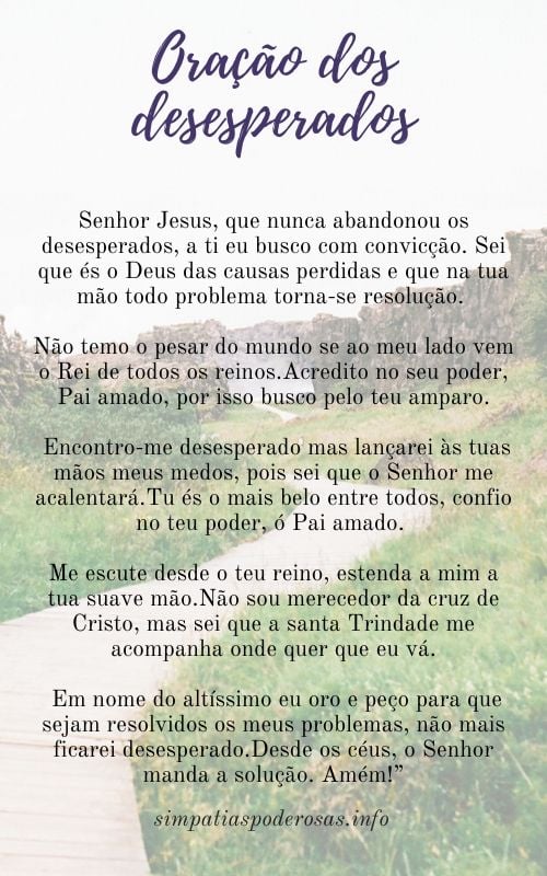 Oração dos desesperados para momentos de desespero