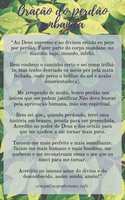 Oração do perdão umbanda