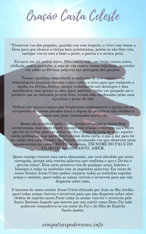 Oração Carta Celeste para proteção