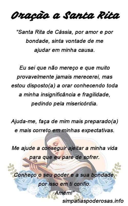 Oração a Santa Rita de Cássia por uma causa impossível
