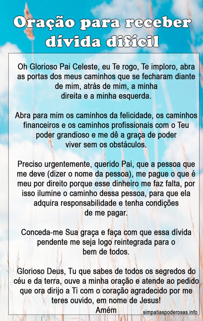 Oração para receber dívida difícil