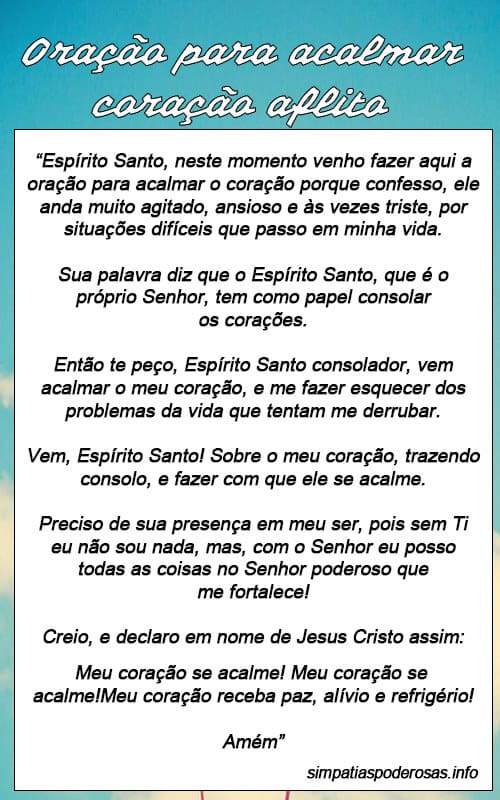 Oração para Acalmar Coração Aflito - Muito Poderosa
