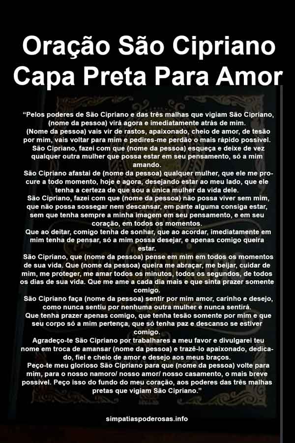 oracao capa preta para amor