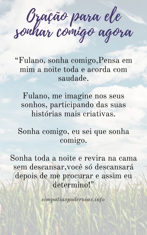oração para ele sonhar comigo essa noite