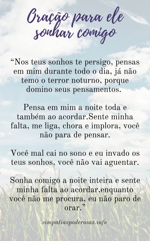 oração para ele sonhar comigo