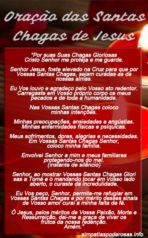 Oração das Santas Chagas de Cristo Muito Forte