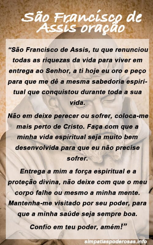 São Francisco de Assis oração