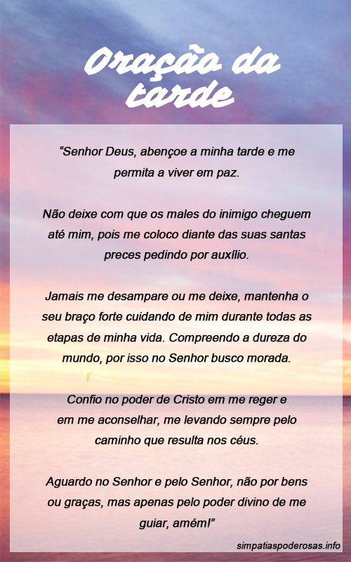 Oração da tarde | Prece Moito Poderosa Da Tarte